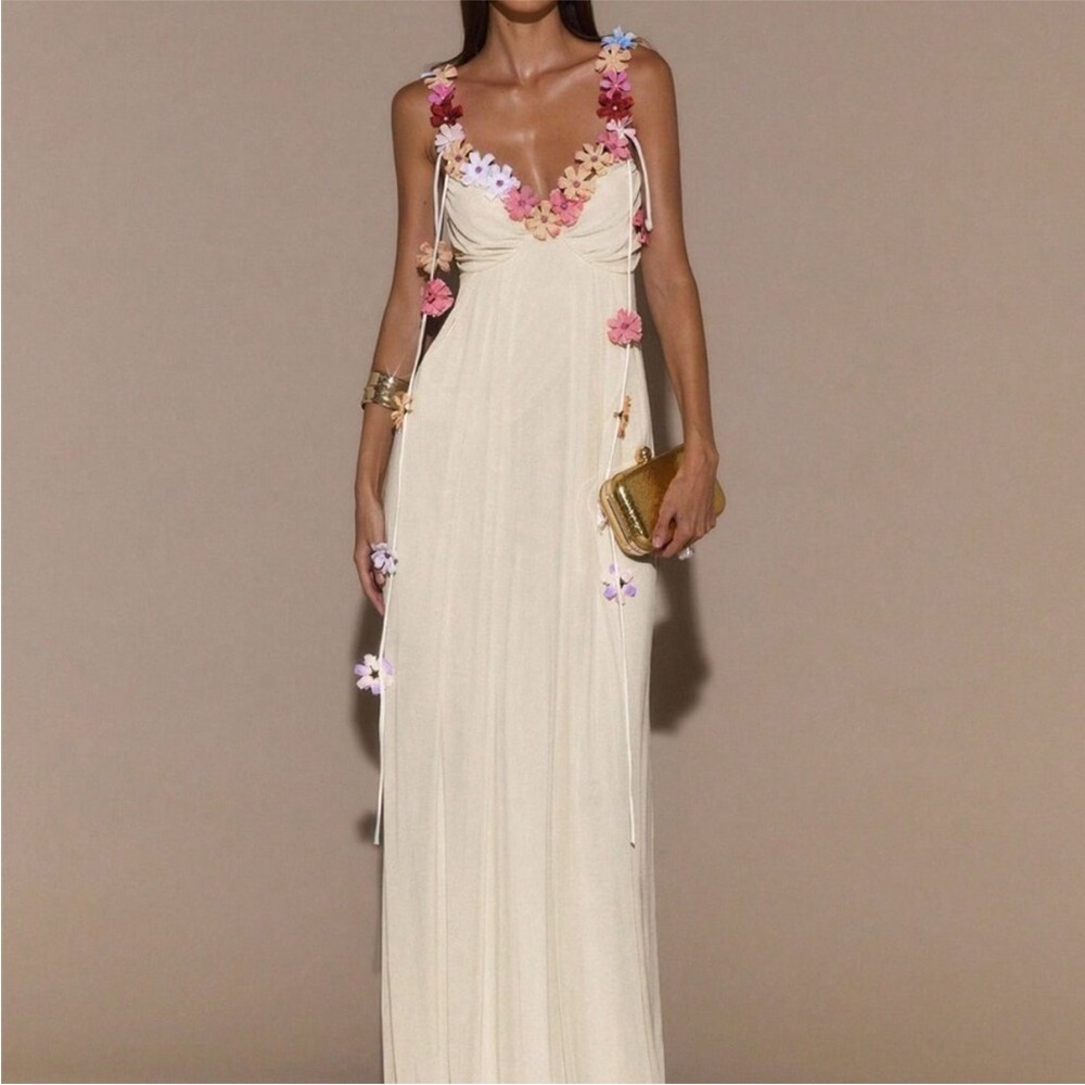 Apricot Women's Elegant Sexy Floral Long Dress